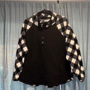 Maurices Black and White Plaid Sweatshirt